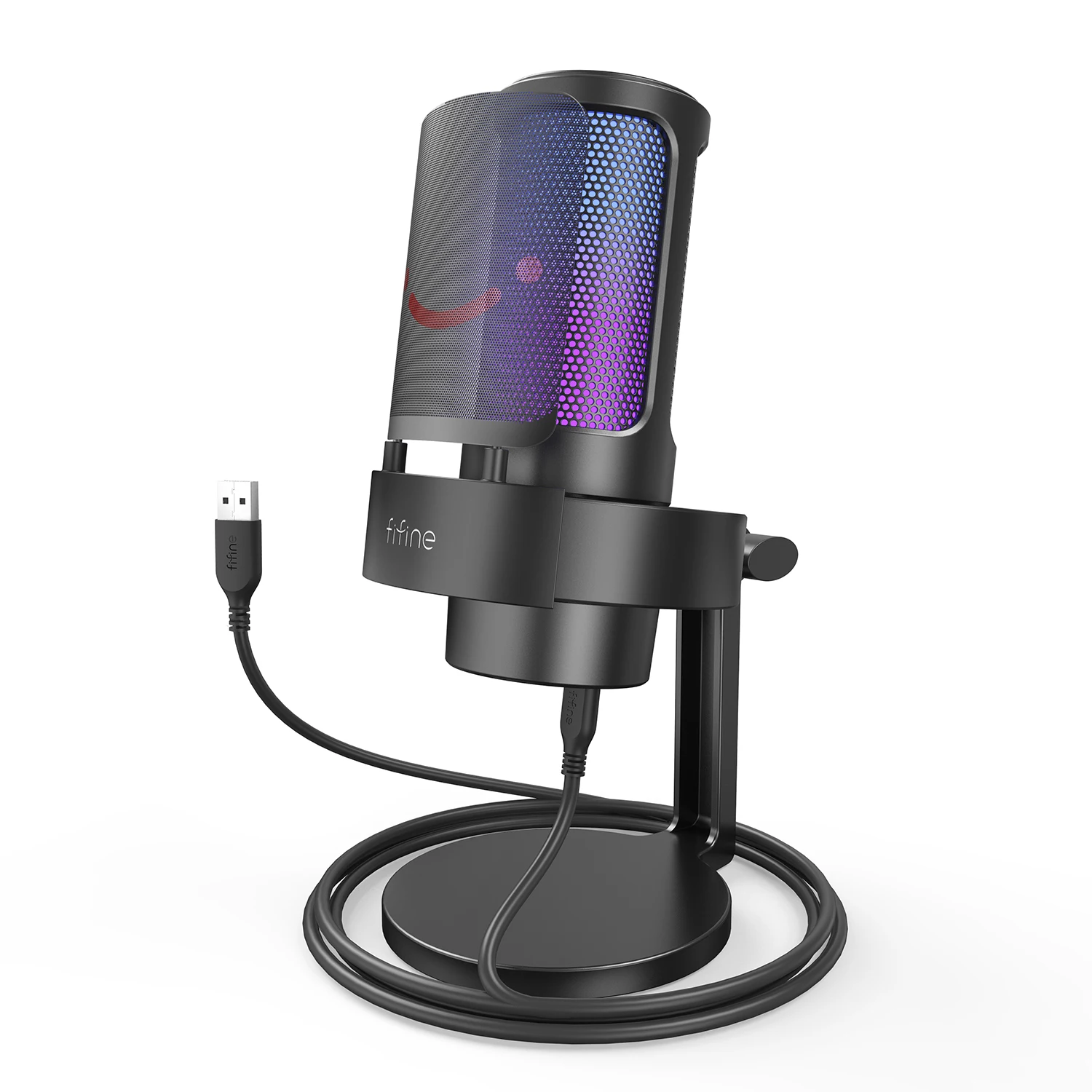FIFINE A8 Streaming Condenser Microphone Gamer Podcast Microphone RGB Gaming Microphone