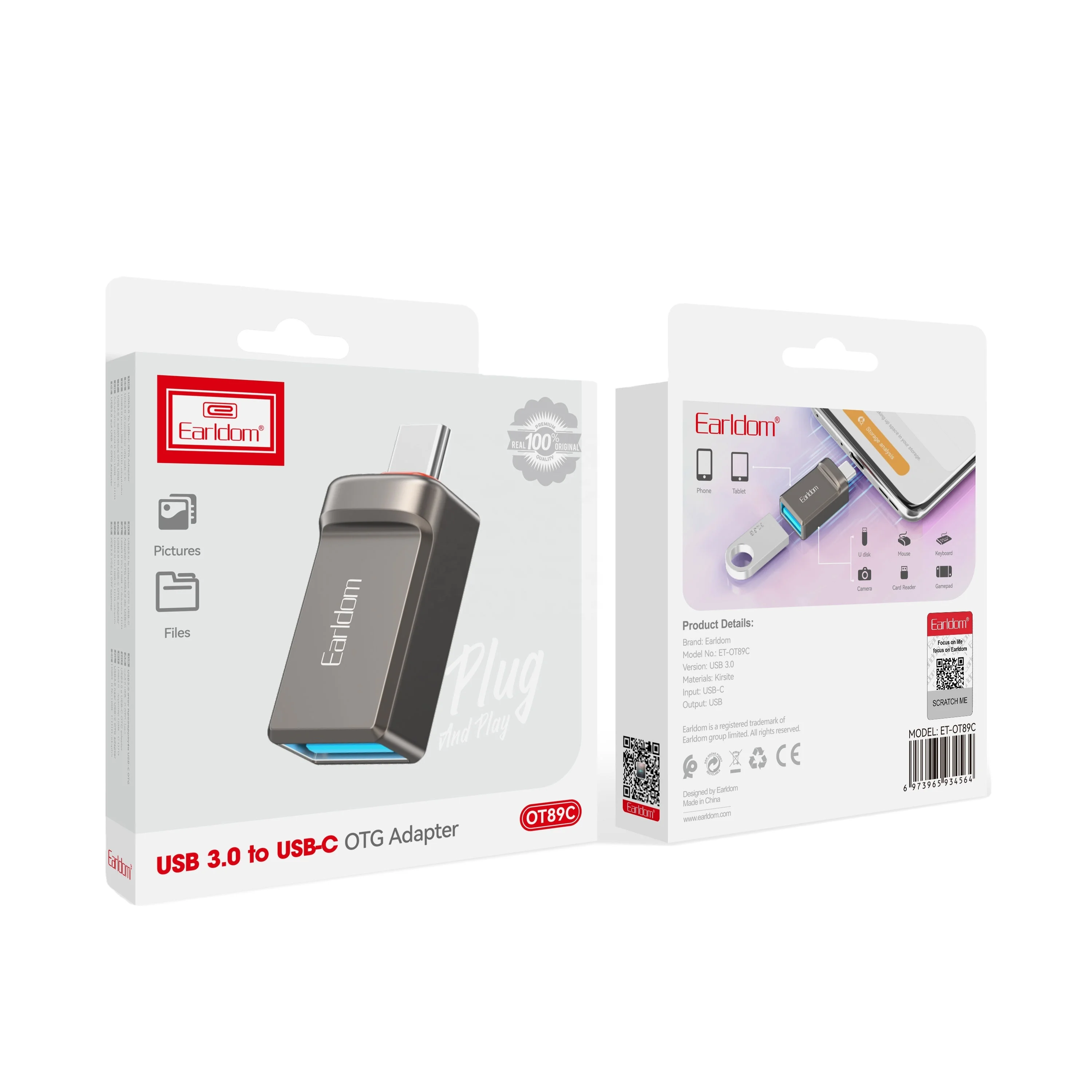 Earldom USB3.0 Female to USB C Male Adaptor USBC Connector Type-C Converter USB Type C OTG Adapte