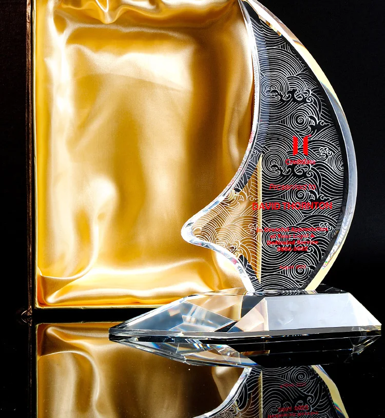 blank crystal black trophy crystal glass awards and trophies plaques for souvenir  sailing boat trophy crystal