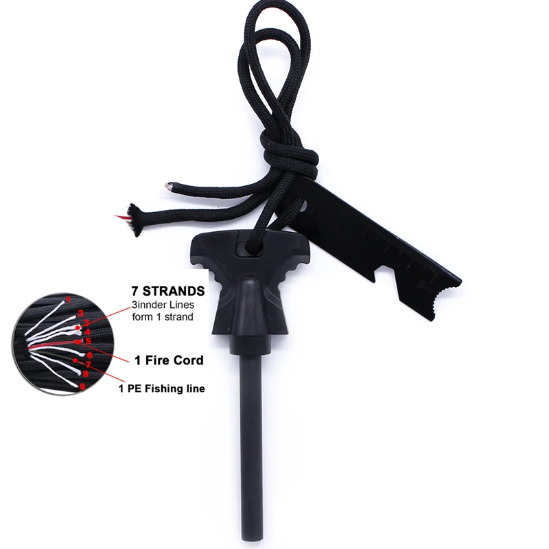 In Stock 5/16 Inch Survival Waterproof Fire Starter Outdoor Camping Hiking Portable Wood Handle Flint Fire Starter Survival Kit