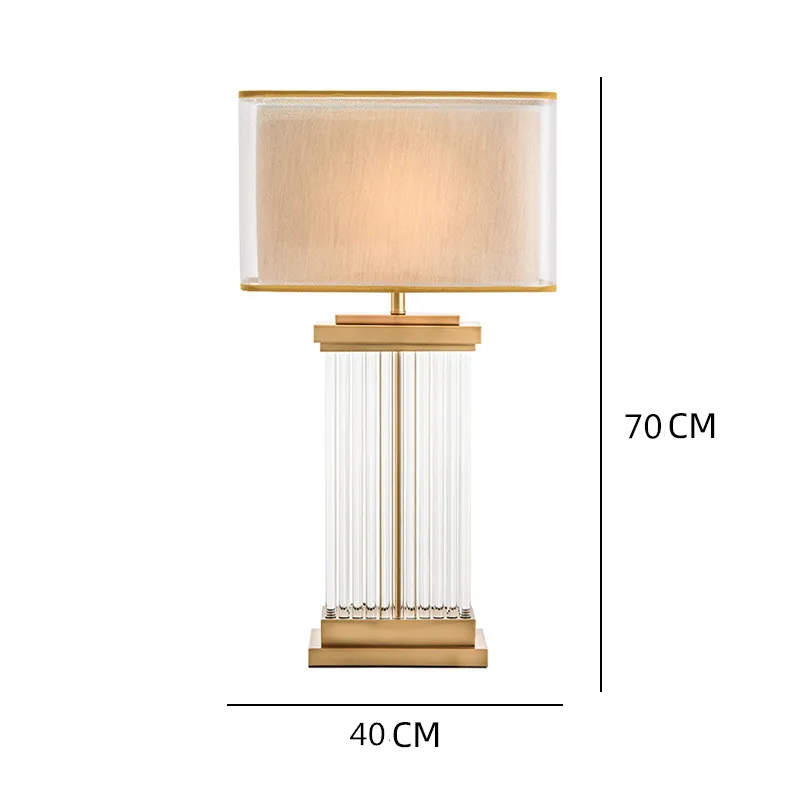 High quality modern design indoor decorative desk lamp 2-layer fabric shade metal glass lamp body led table lamp for living room