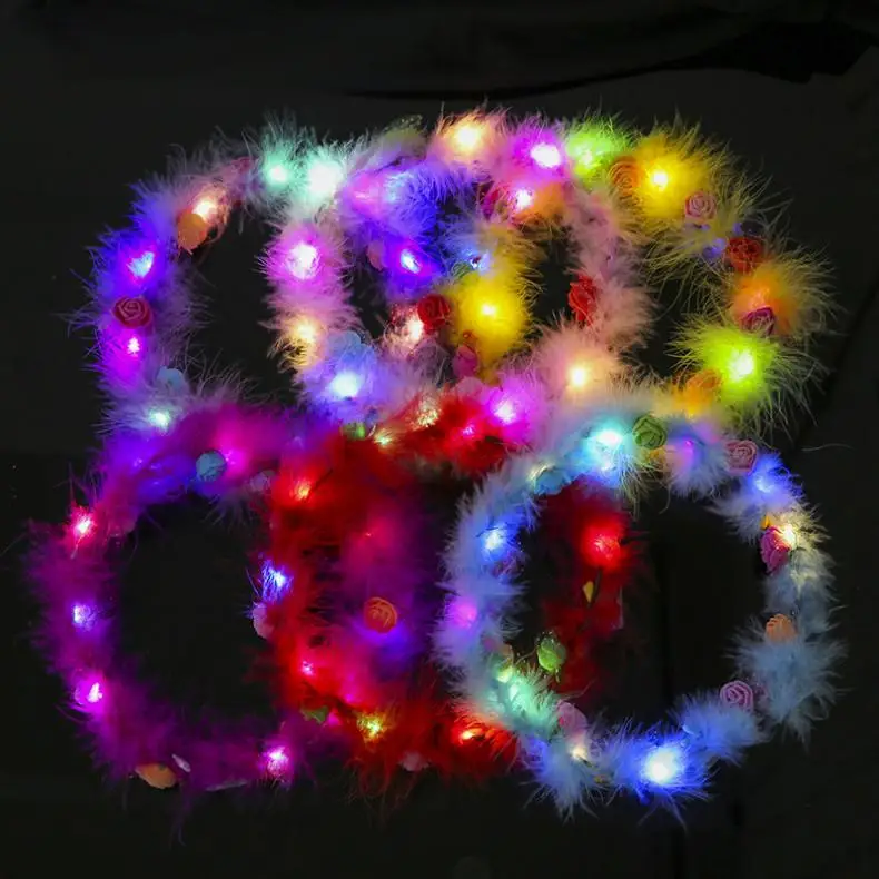 LED Flower Crown Headband for Women, Colourful Light Up Floral Garland Headdress, LED Wreath Hair Accessories for Girls