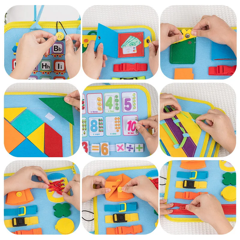 Montessori Toys Busy Board Sensory Activity Developing Board for Motor Skills Learning Board for Toddlers