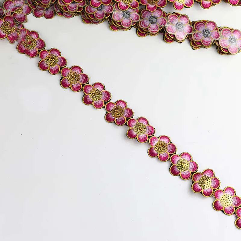 4cm wide diy garment costume lace material iron-on textile dress hat sewing ethnic flower embroidery sequined edge lace trims