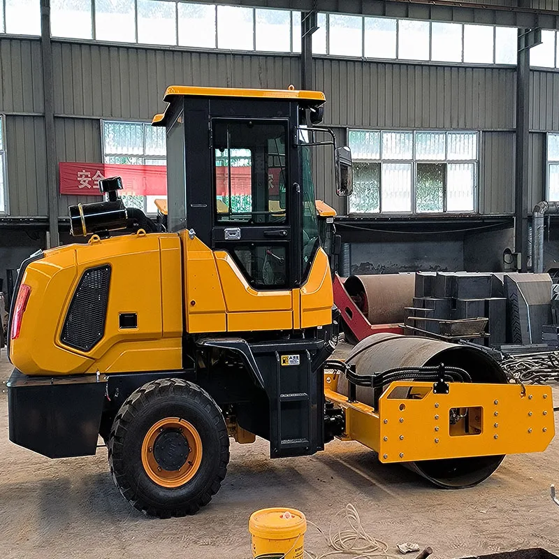 Construction foundation compaction small vibrating roller with cab can be equipped with air conditioning roller