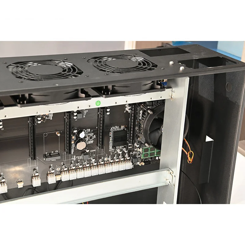 8gpu  Computer Server External Case With B85 Motherboard 70mm Spacing Slot support rx 580 8gb 5700xt 3070 3080 3090 graphic card