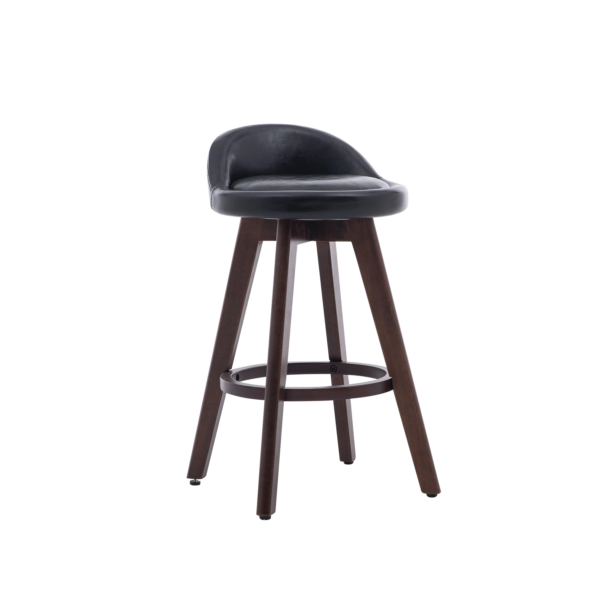 Wholesale Pu Leather Black Modern Wooden Swivel Counter Height Bar Chair