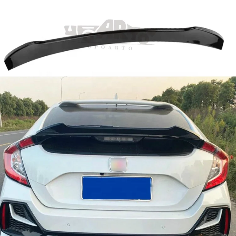  M4 style rear spoiler for Honda Civic Hatchback 5Doors ABS Plastic Carbon Fiber Boot Lip Rear Trunk Wing High Kick Spoiler