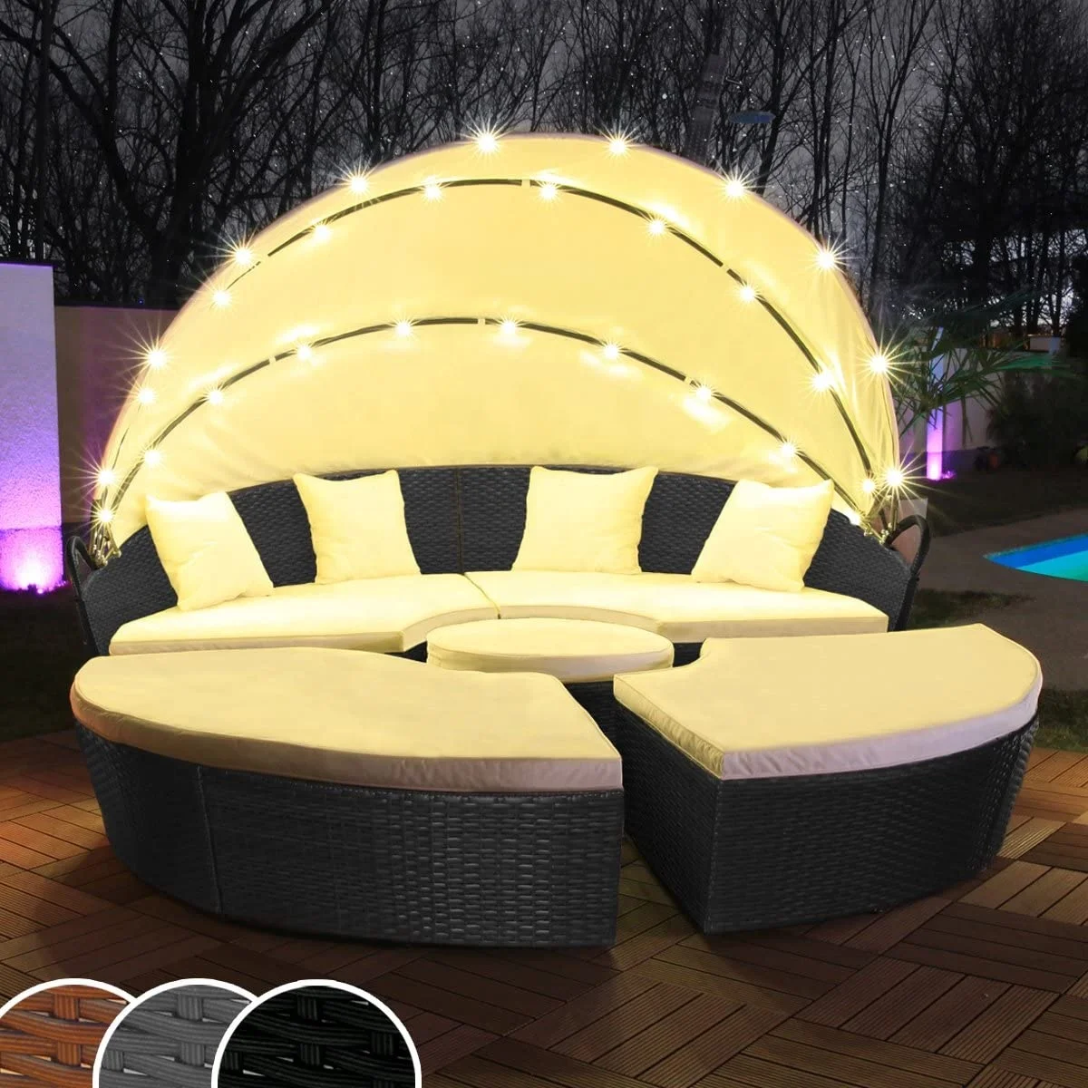 rattan garden day beds with LED lights  RLF-00088A
