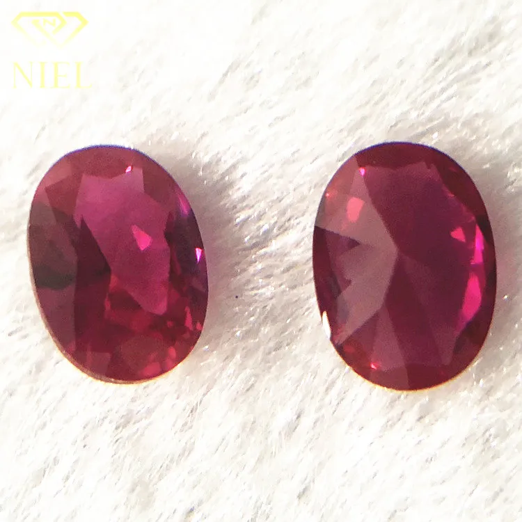 Niel Gems oval cut 5# rubies egg shape gems price of loose red corundum gemstones synthetic ruby