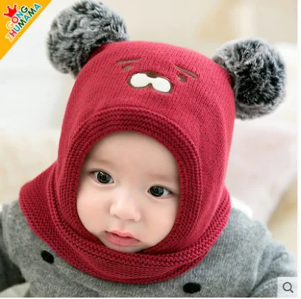Baby warm Hat Autumn Winter Boys Girls fleece Baby ear protection Windproof soft knitted hat