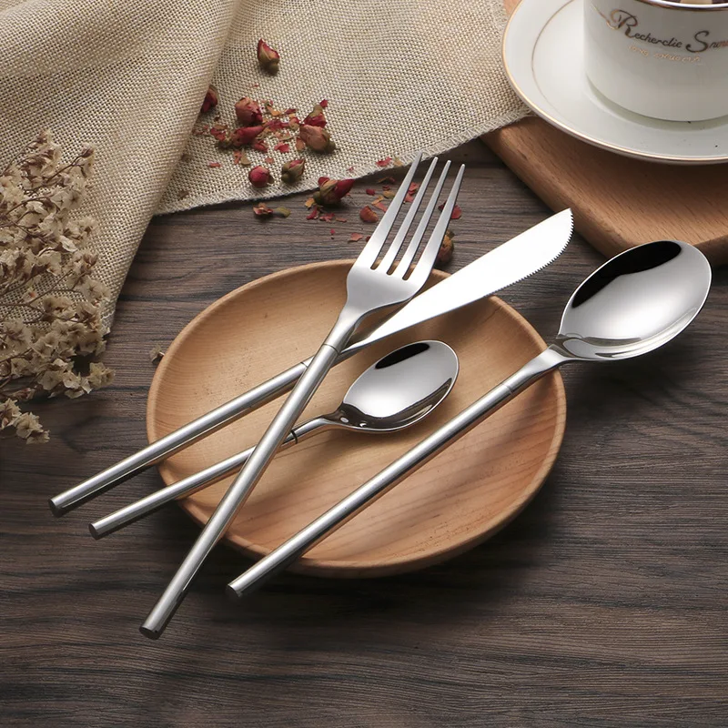 Classy flatware stainless steel wicker cutlery dinning table set Professional Cutlery Brand