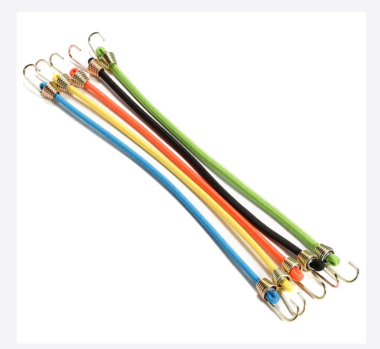Multi-Purpose 4mm mini latex bungee rope Luggage strap Elastic Bungee Straps fastening Elastic bugee cord with metal hooks