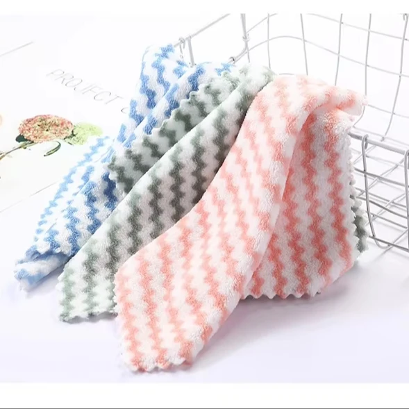 Customized multicolour Striped kitchen dish hand towels Wet and Dry Use for All Kinds of Tableware Cleaning Cloths