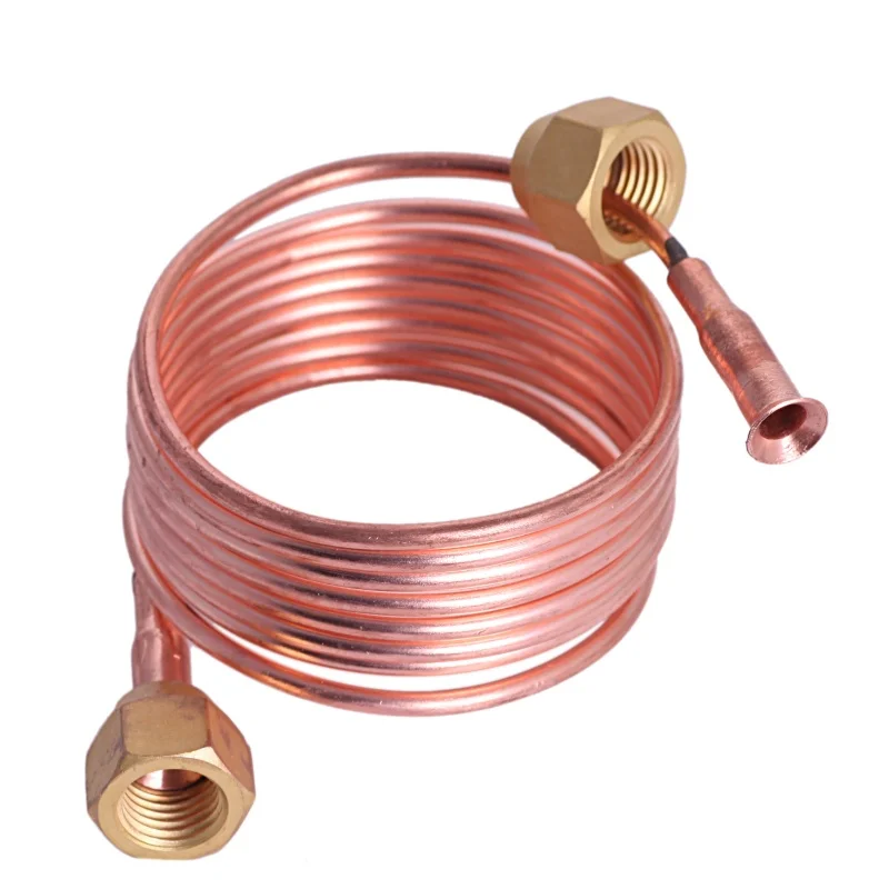 3mm OD *0.4*1.2 m Air conditioning copper capillary tube with nut copper fitting