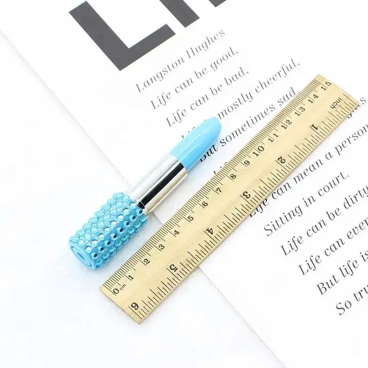 Creative stationery cheap cute diamond lipstick shaped ballpoint pen custom gift