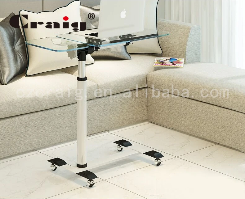 Rolling Laptop Table Height Adjustable Computer Mobile Notebook Stand Desk  With Wheels Casters
