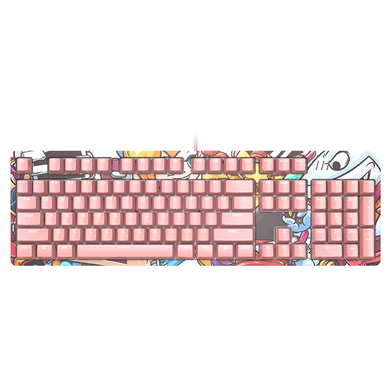 DOUYU Standard mechanical gaming keyboard with removable graffiti cover and wired USB interface  gamers