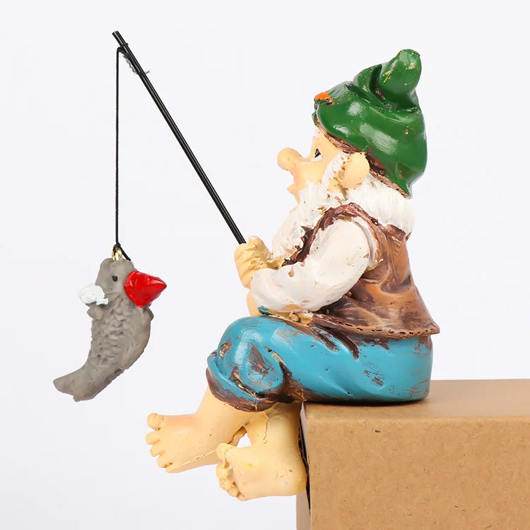 Amazon Resin Crafts Creative Fishing Dwarf Old Man with White Bread Sculpture Christmas Decorative Ornaments Garden Ornaments