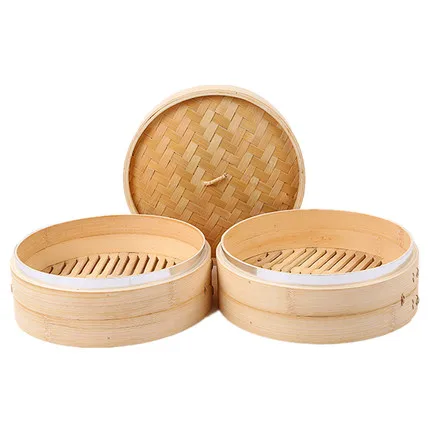 100% натуральная бамбуковая корзина ручной работы, посуда из нержавеющей стали, набор для ресторана, Бамбуковая Пароварка 12 дюймов