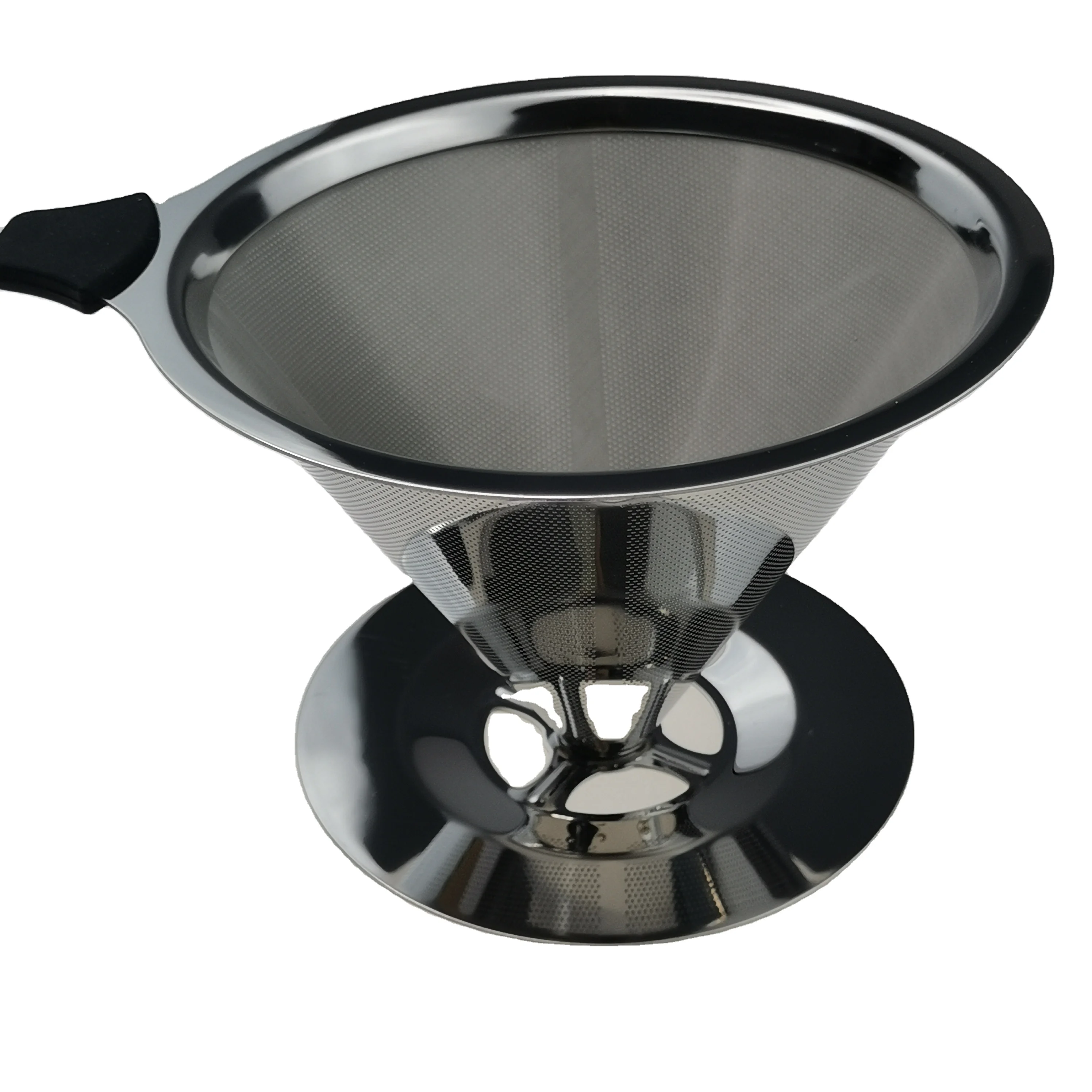2024 New Reusable Stainless Steel Holder Metal Mesh Funnel Drif Coffee Filters Dripper Drip Coffee Filter Baskets
