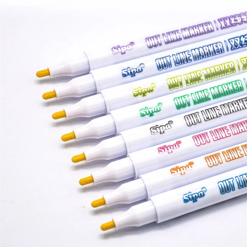 Super Wavy Line Double Line Outline Pen Dream Flash Pen Set Metal Color Marker DIY Fluorescent Marker Pen