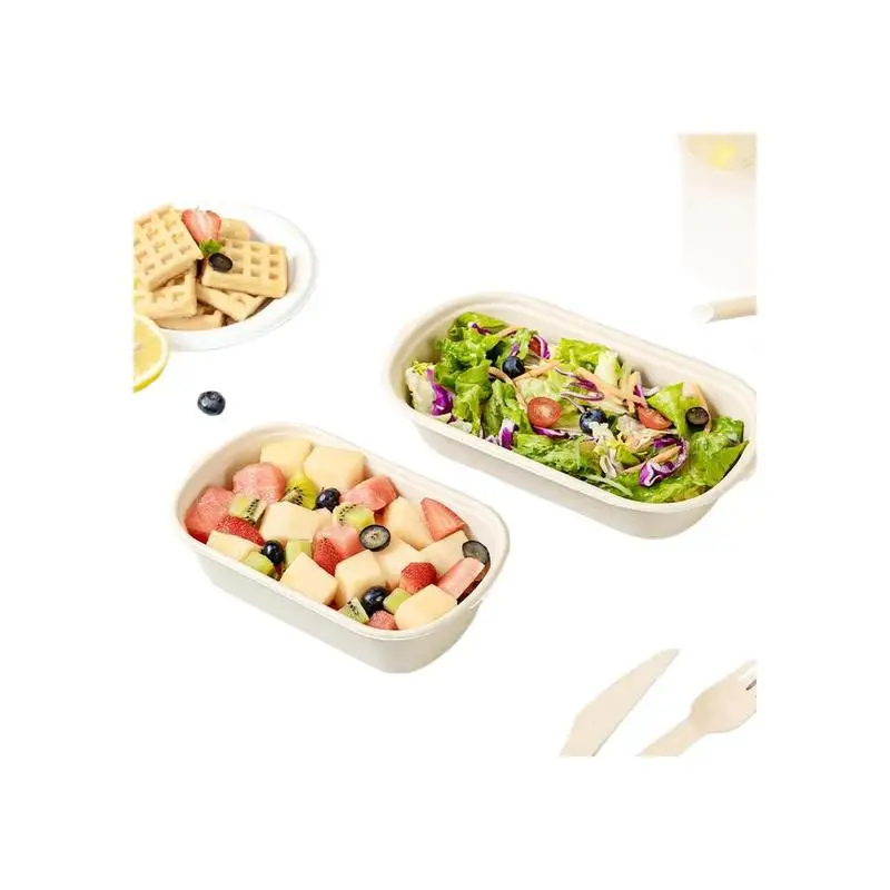 Biodegradable Disposable Sugarcane Bagasse Container Food Takeaway Lunch Box Takeout Container