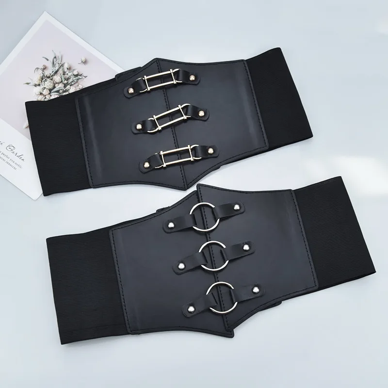 BE-011 Wholesale Factory Black Casual Fashion Fabric Belts Women PU Waist Corset Belt For Girls