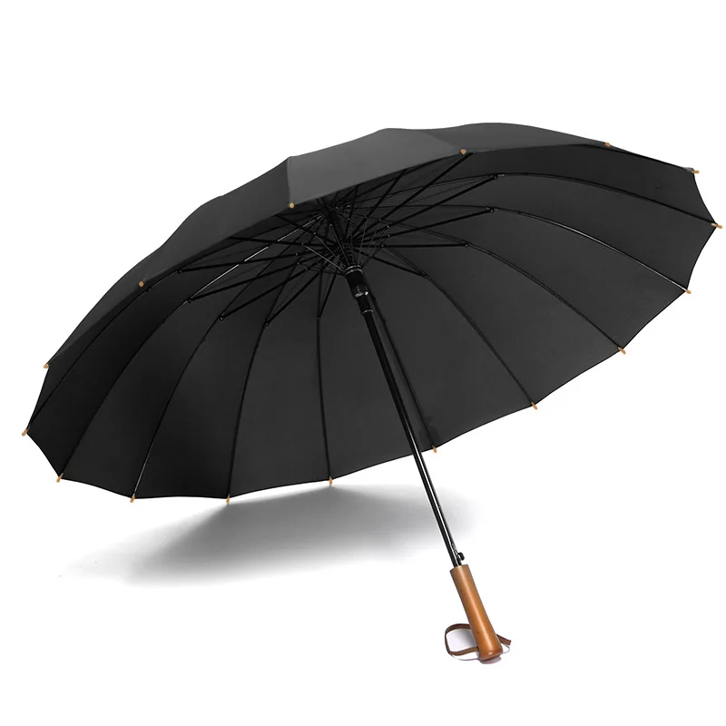 
Adult 16 bone wooden handle automatic straight rod umbrella advertising umbrella custom logo clear umbrella  (62358310267)
