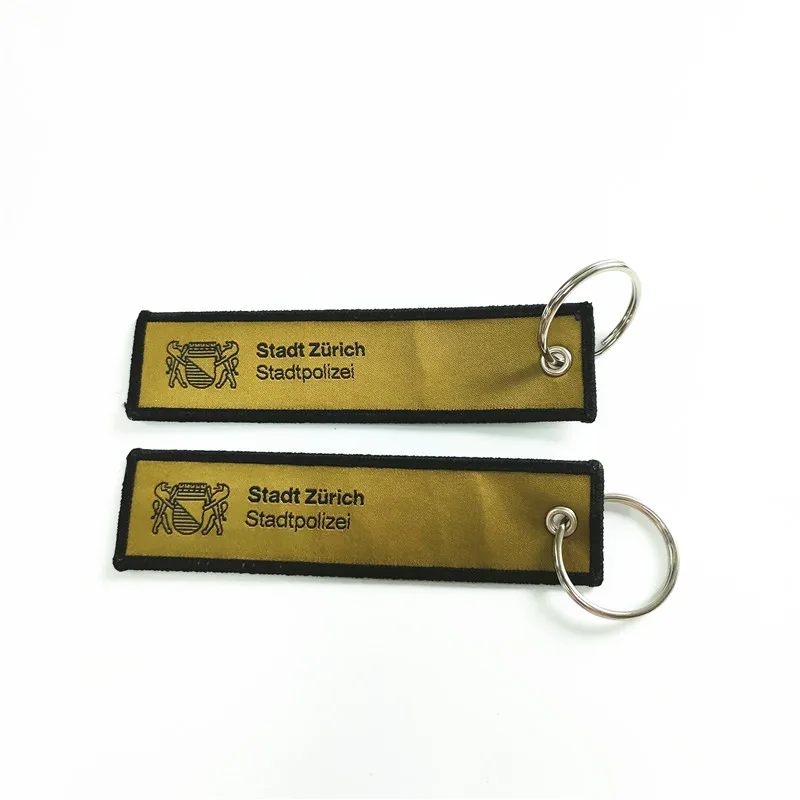 Factory Woven Label Embroidery Key Ring Customizable Woven Keychain Double Sided Woven Key Chain Customized Keychain Logo