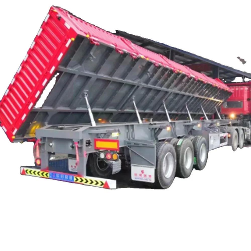 Hot Sale 3 Axles 40FT Single Point Suspension Side Wall Semi Trailer Enclosed Cargo Dump Truck Trailer for Building Materials
