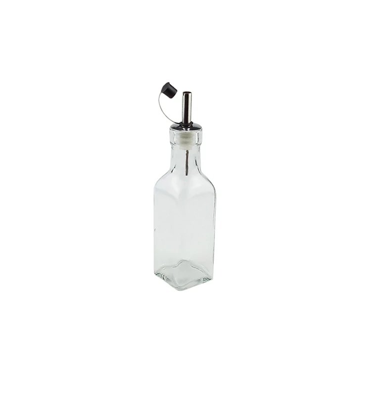 
200ml glass oil vinegar bottle with pourer lid set 