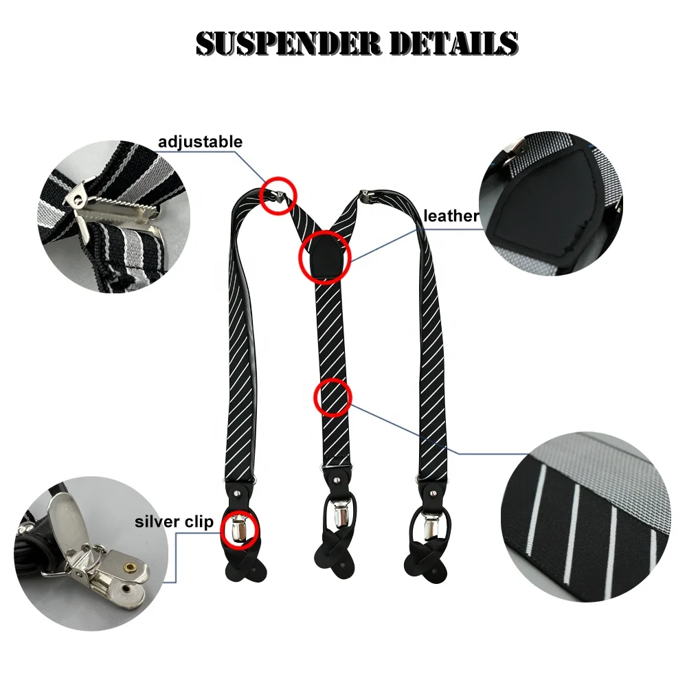 Однотонные мужские подтяжки с зажимом
