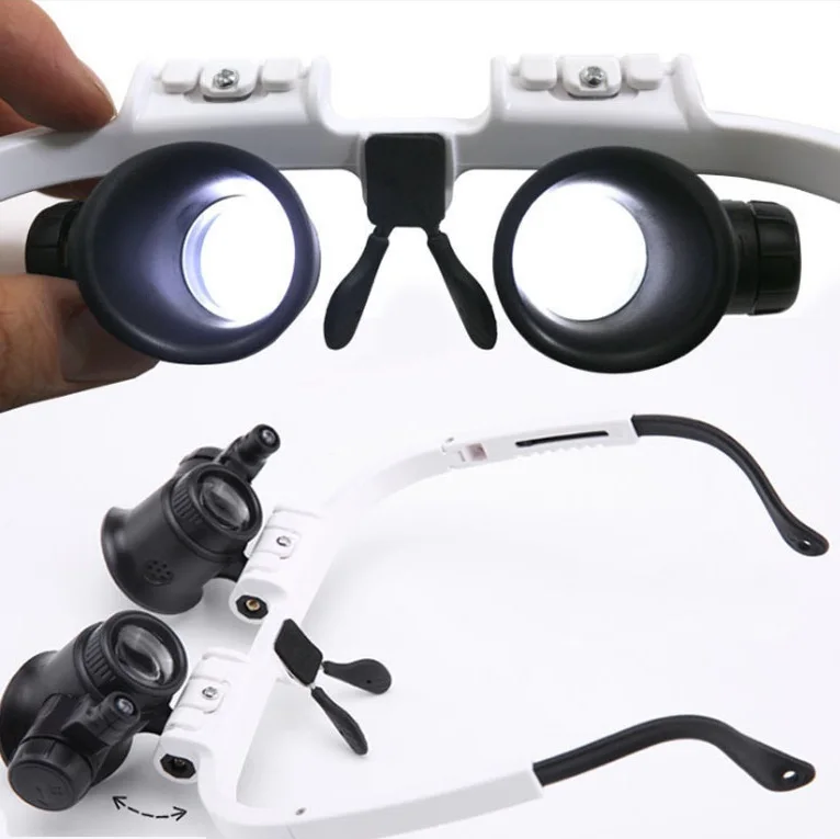 Creative Led Light Magnifying Eyeglasses Eyewear Button Battery Magnifying Glasses Magnifier