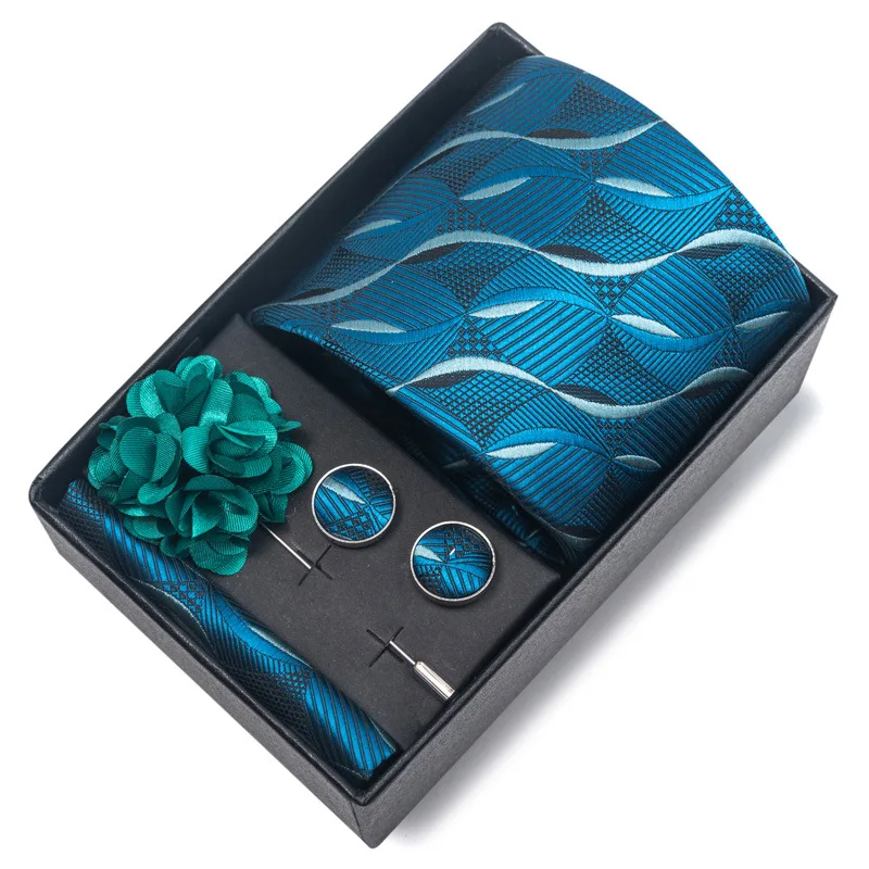 Fashion Design Necktie Bowtie Cufflinks Gift Box Set Silk Jacquard Ties For Mens Business Party Wedding Collar Cravat Suit
