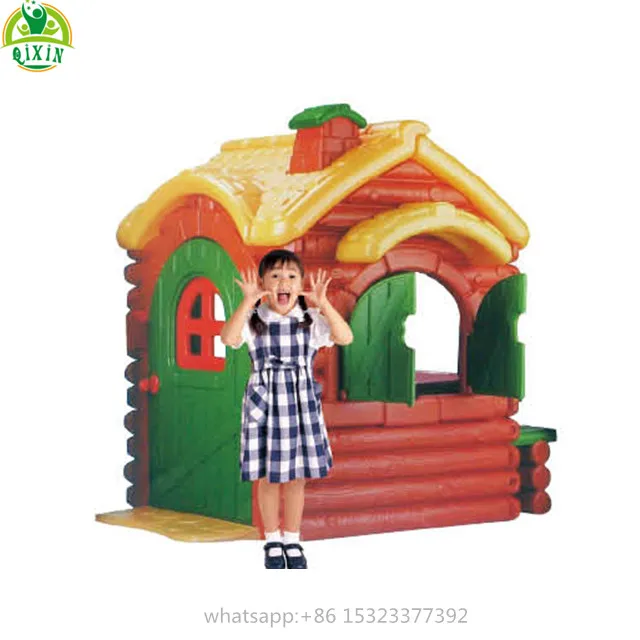 Indoor playground plastic mini mushroom playhouse with slide for kids (QX-18165E)