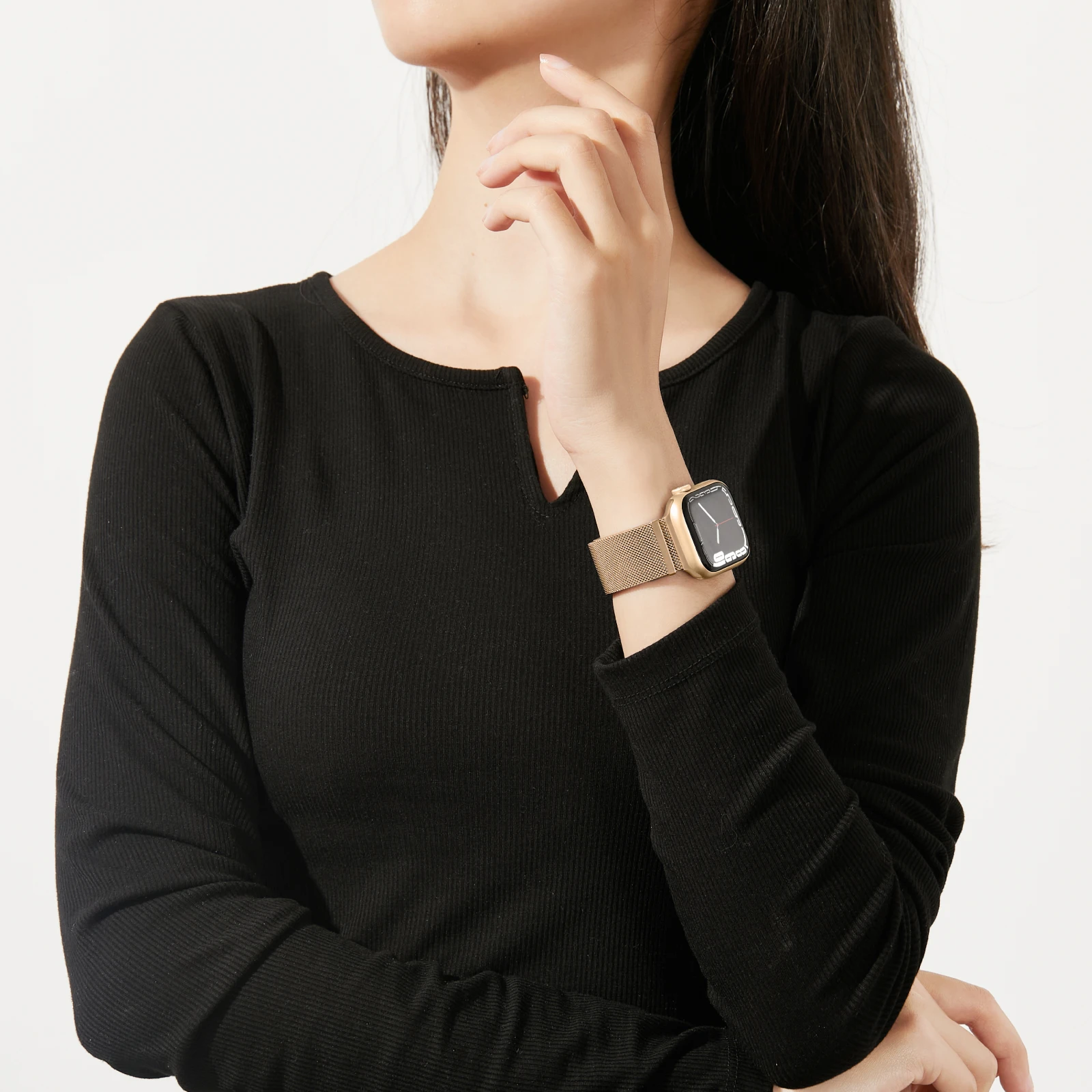 A-M004 Improved Two-Segmental Milanese Magnetic Band Wrist Band Watch Series 8 7 6 Strap Watch Band for Apple