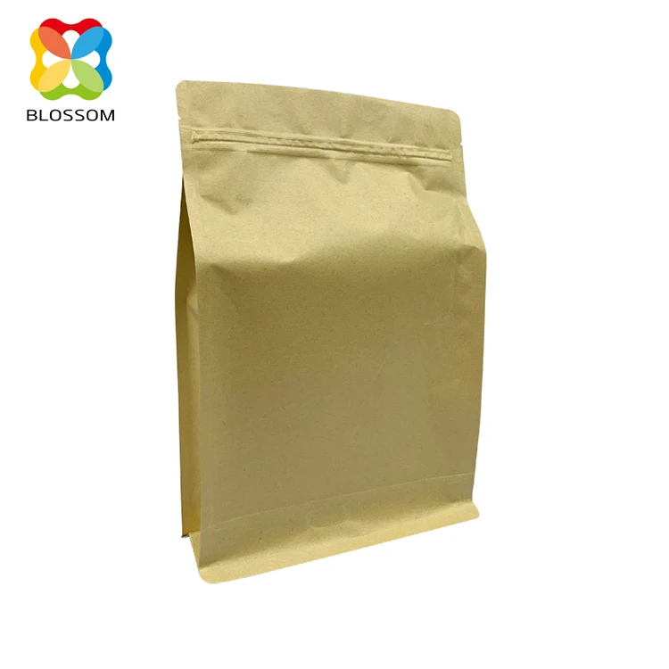 
Eight Sides Sealed Bag Kraft Paper Food Storage Bag With Zipper For Tea Coffee Bean Dried Fruit 