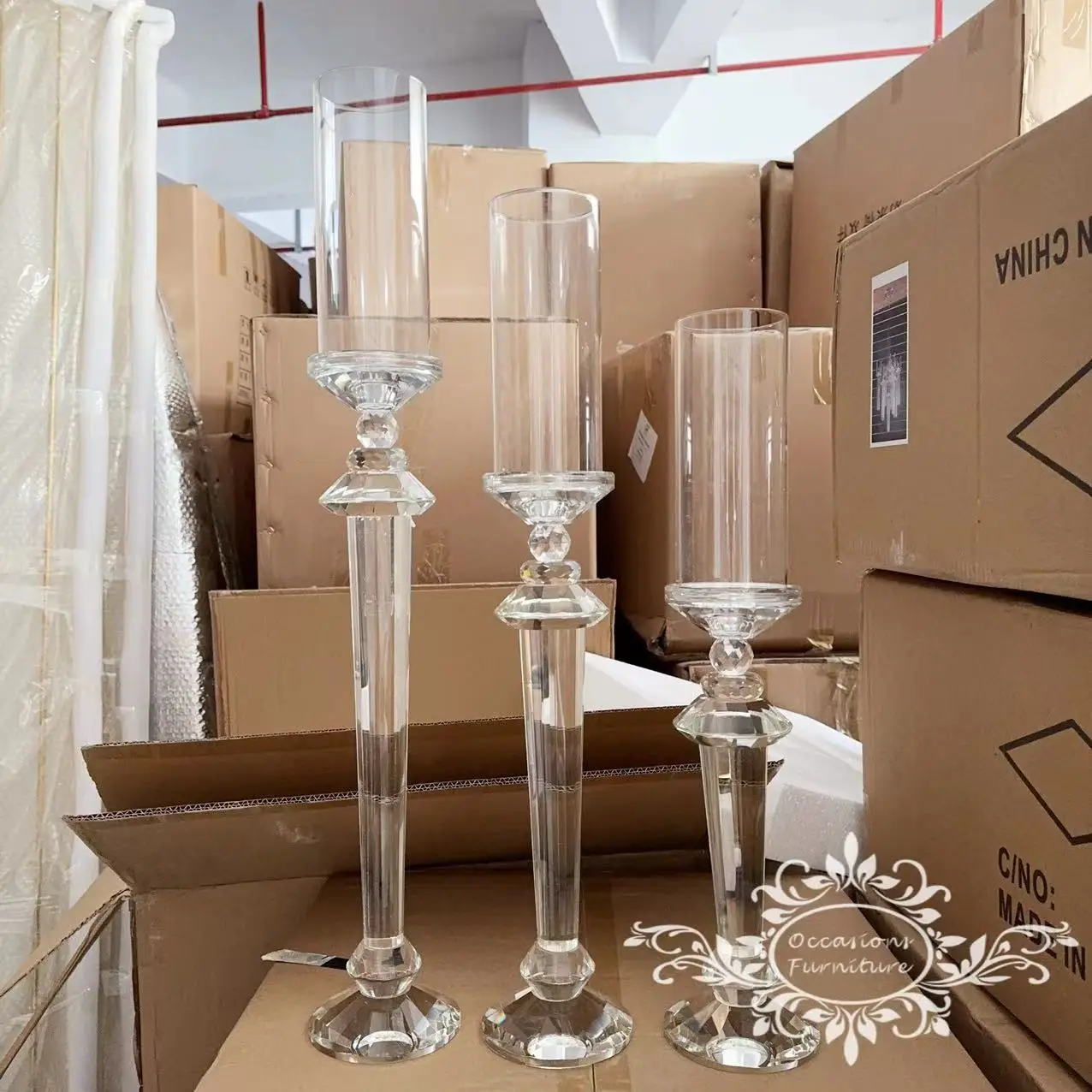 10 Head Clear Crystal Glass Candle Holder Table Top Centerpieces Candelabra