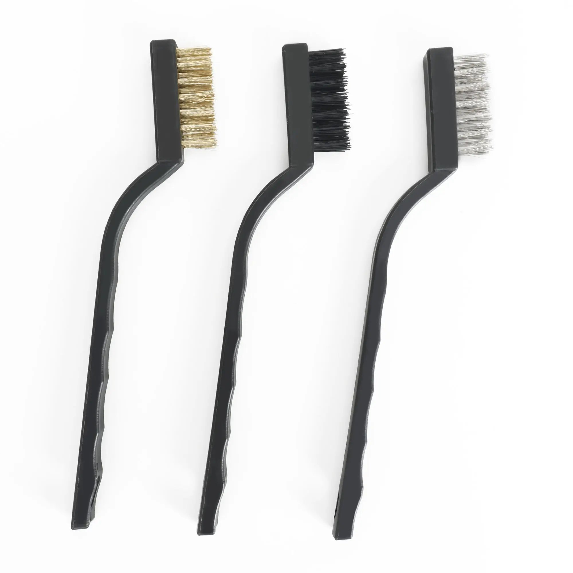 3Pcs Mini Stainless Steel Nylon Brass Bristles Brush Set for Cleaning And Rust Removing 7 Inch Industrial Wire Brushes