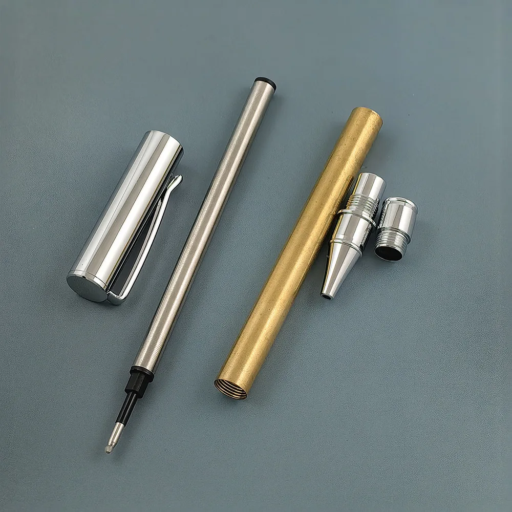 woodturning craft solid brass pen parts wooden pen making kits DIY wood turning Tubeless fountain roller ball pen kit