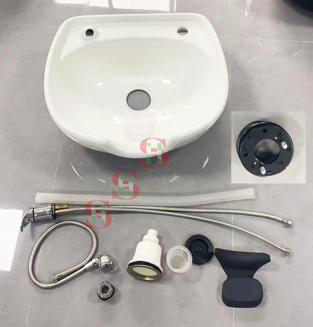 Wholesale Hair Wash Basin Ceramic Shampoo Beds Accessories Salon Basin Set Faucet Set for Shampoo Chair
