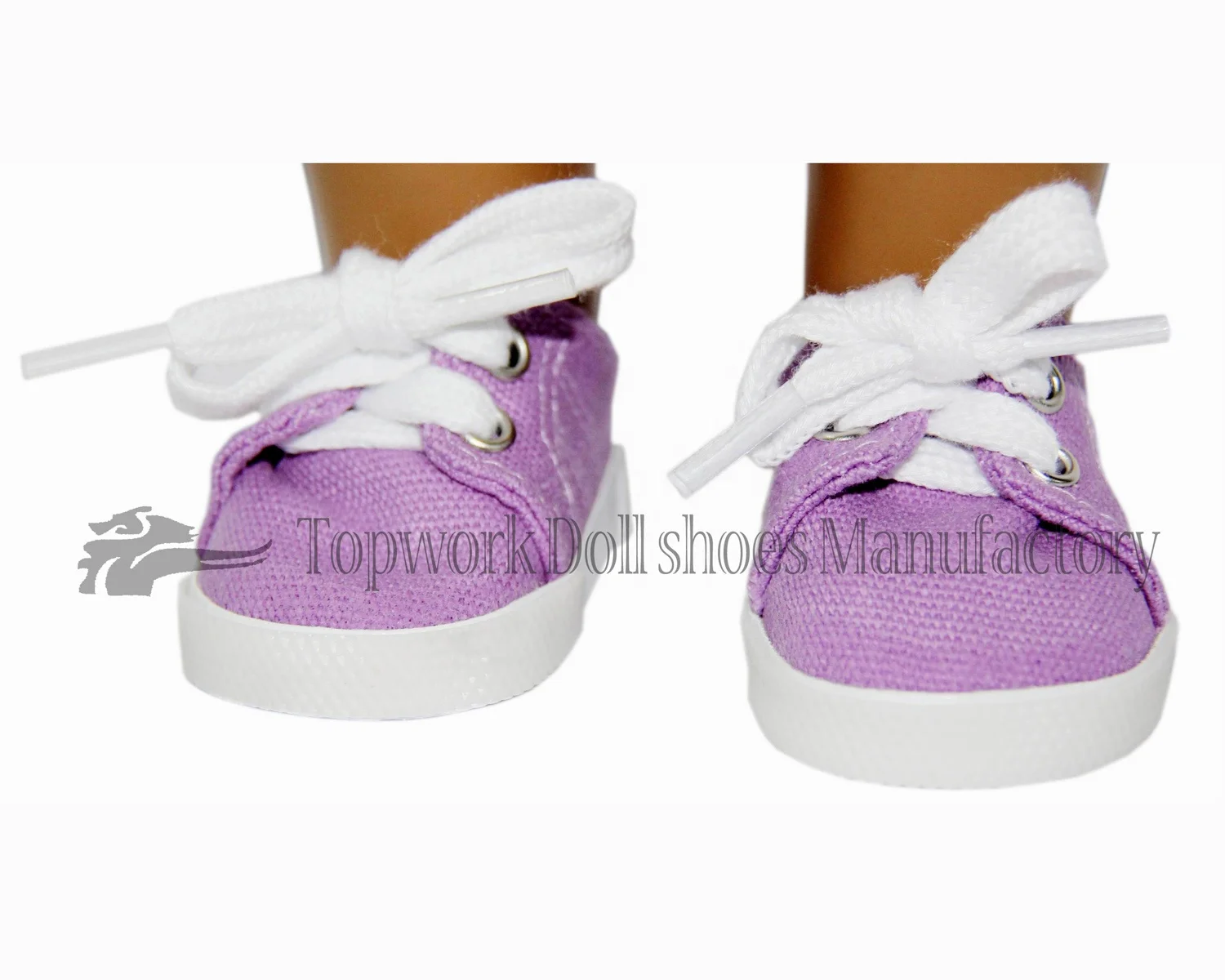 18 inch doll purple sneakers with white shoe lace