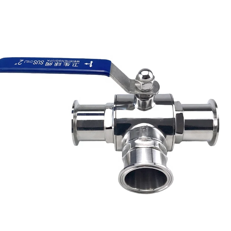 Aohoy food grade 304 316L Sanitary Stainless Steel Tri Clamp 3 way Ball Valve
