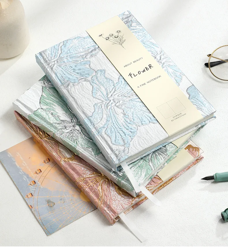 Myway Wholesale Figured Cloth Notebook A5 Journals Custom Logo Linen Cloth Hardcover Stationery Office Cute Journal Notebook
