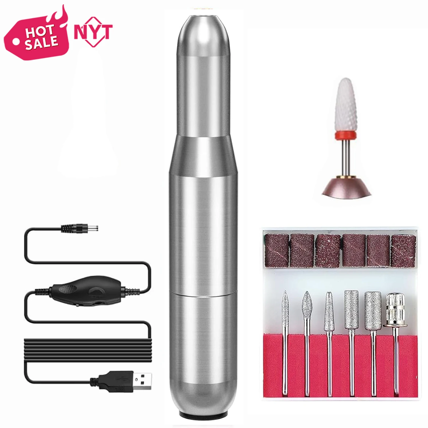 Home Salon Polishing Shape Manicure Pedicure Tool Kit Usb Set Professional Nail File Machine Portable Mini Electric Nails Drills