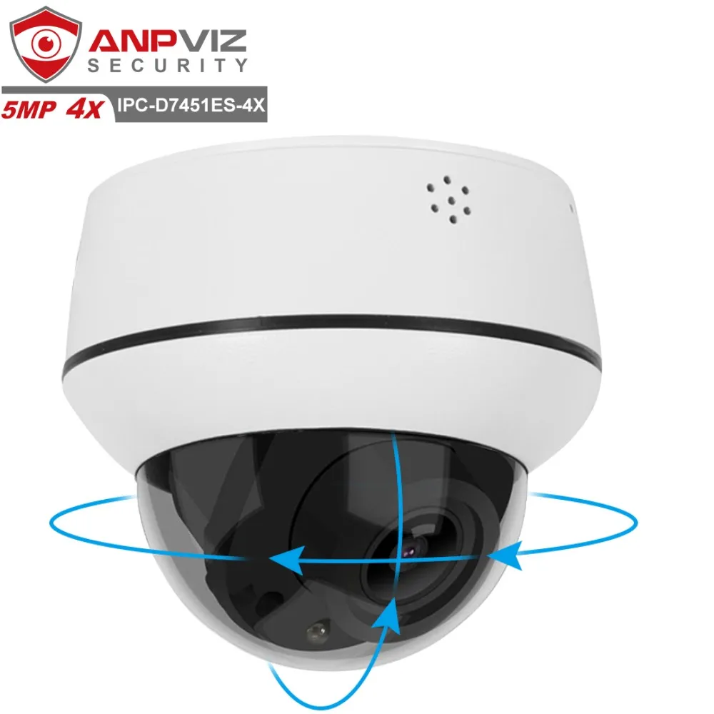 Anpviz 5MP PTZ camere POE оптический зум 4X IP66 CCTV камера 2 аудиоданных автоматическое отслеживание камеры видеонаблюдения со светодиодной подсветкой SD слот для карт памяти H.265