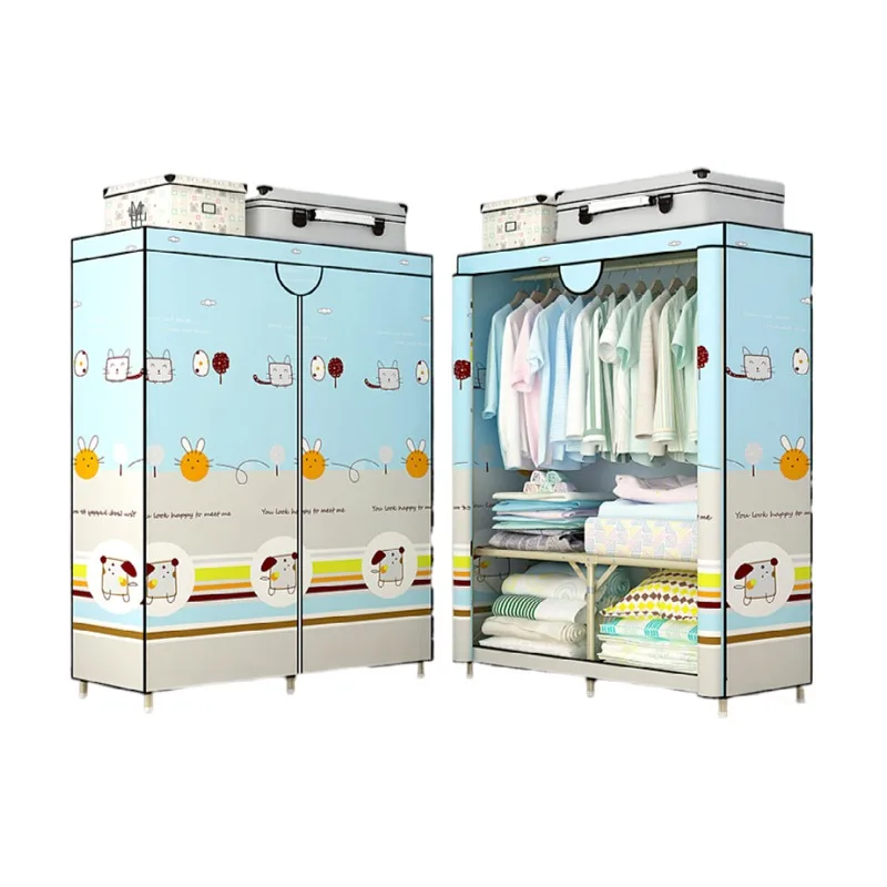 SmartFurn 110cm portable wardrobe installation free fabric cabinet closet bedroom cloth storage organizer foldable modern design