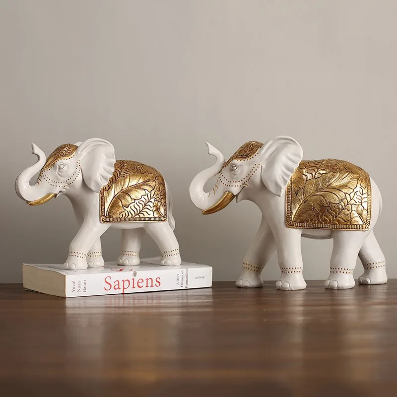 Nordic Elephant Home Study Living Room Wine Cabinet Room Desktop Decoration Auspicious Elephant Resin Handicraft Ornaments