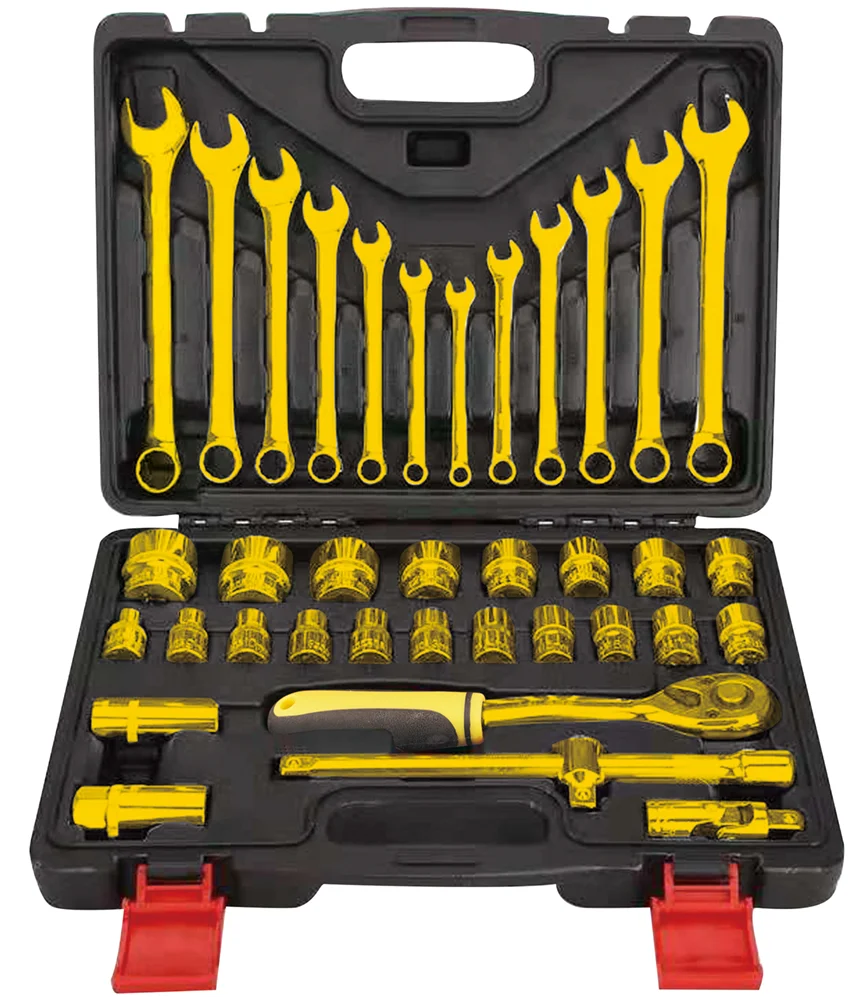New 37 PC Colorful Spanner 1/2 Inch Socket Set Multifunctional Wrench Tool Kit Set Auto Repair Tools In Blow Box with Golden